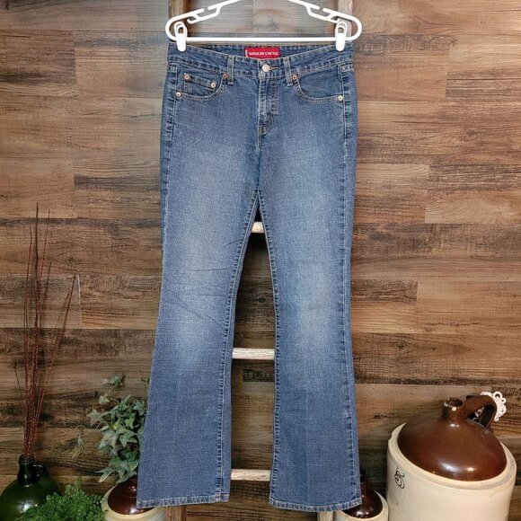 Vtg Levi's Jeans 7 L Superlow 518 Bootcut Medium Light Wash Denim Y2K Western - Picture 1 of 9